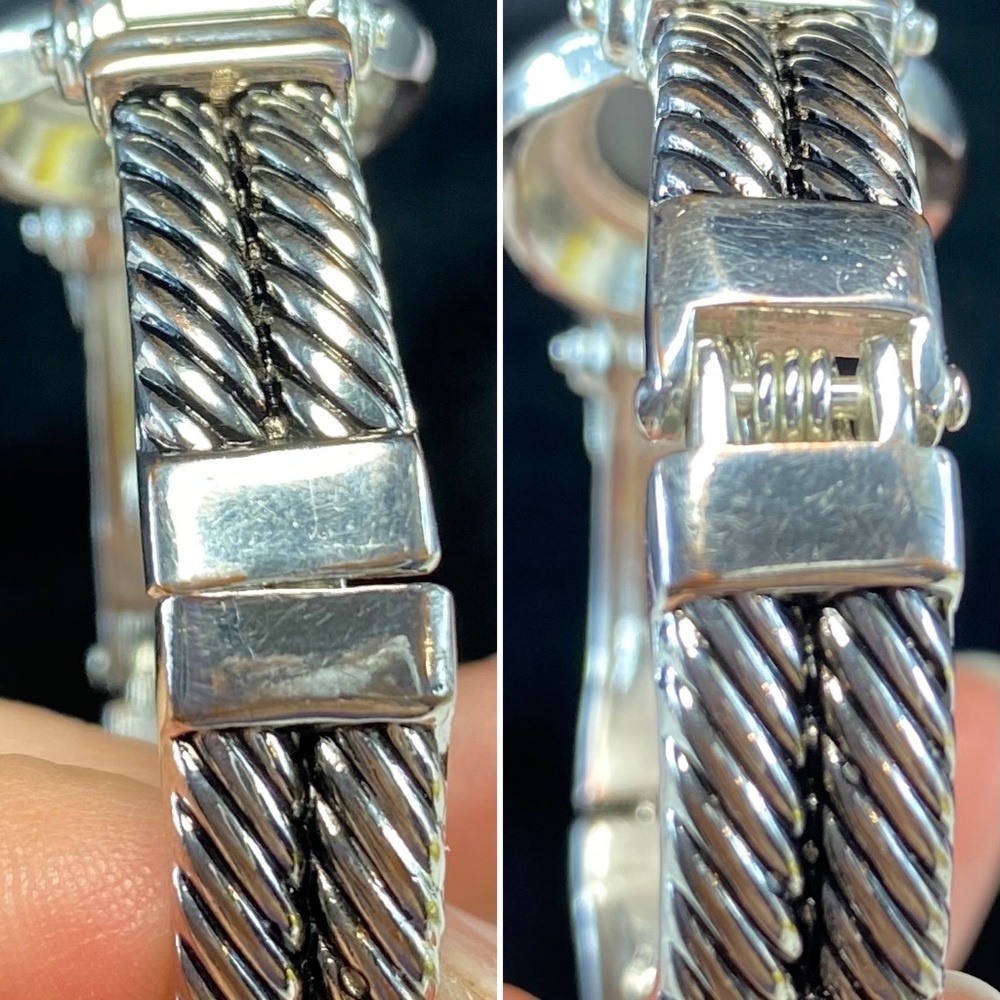 Vintage Elegant Statement Bracelet, Silver tone with Mirror - Picture 13 of 17